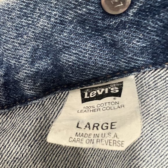 Vintage Levi's denim jacket with leather collar men's size L - Picture 7 of 14
